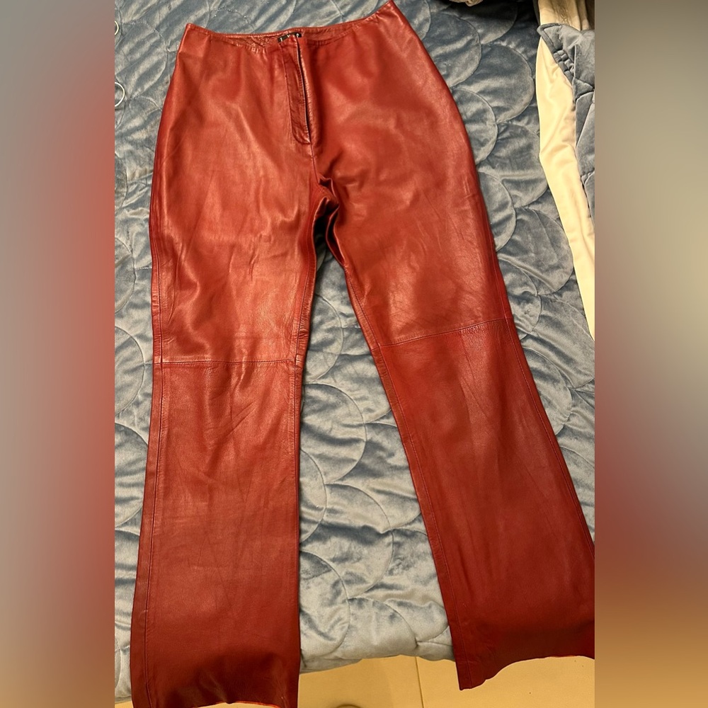 Stylish Red Leather Pants